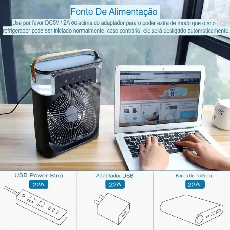 Ar Condicionado Portátil com Ventilador e Humidificador