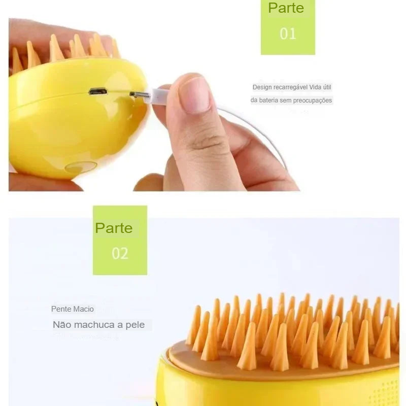 Escova de Vapor para Remoção de Pelos de Pets