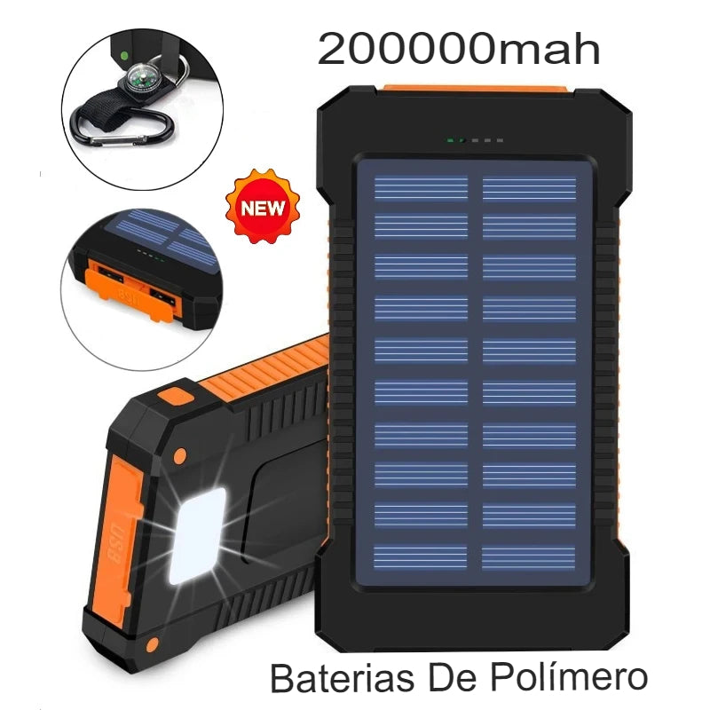 Power Bank 200000mAh com Carregamento Solar